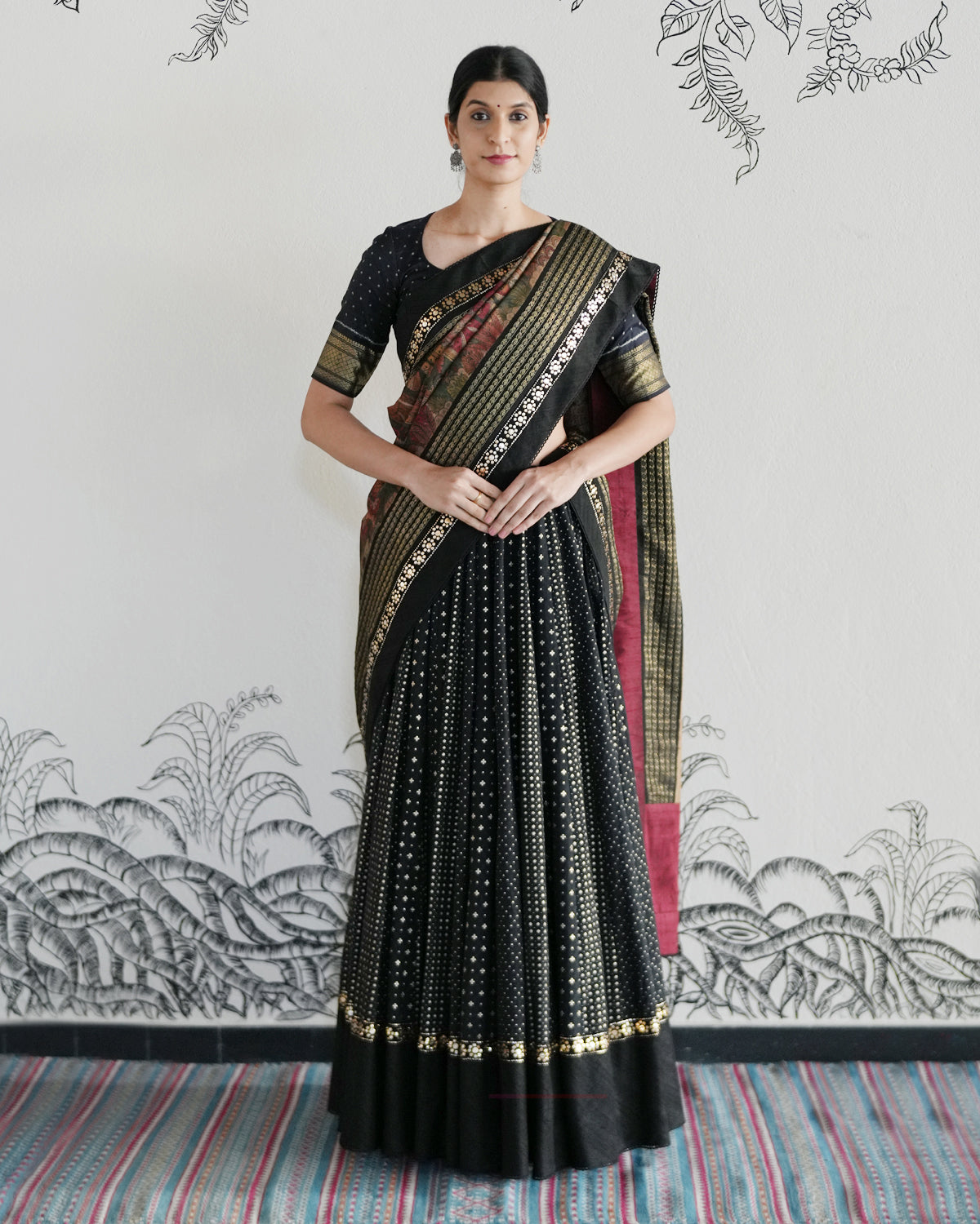 Black Handwoven Banaras Chanderi Cotton Lehenga
