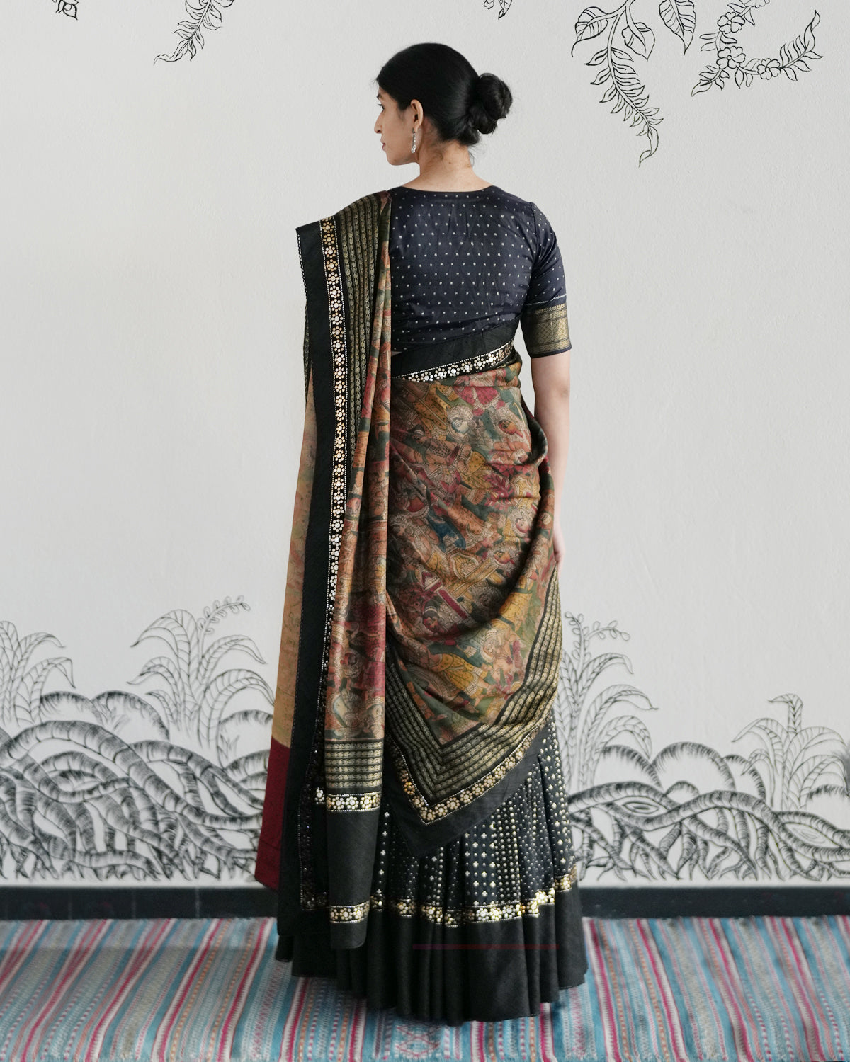 Black Handwoven Banaras Chanderi Cotton Lehenga
