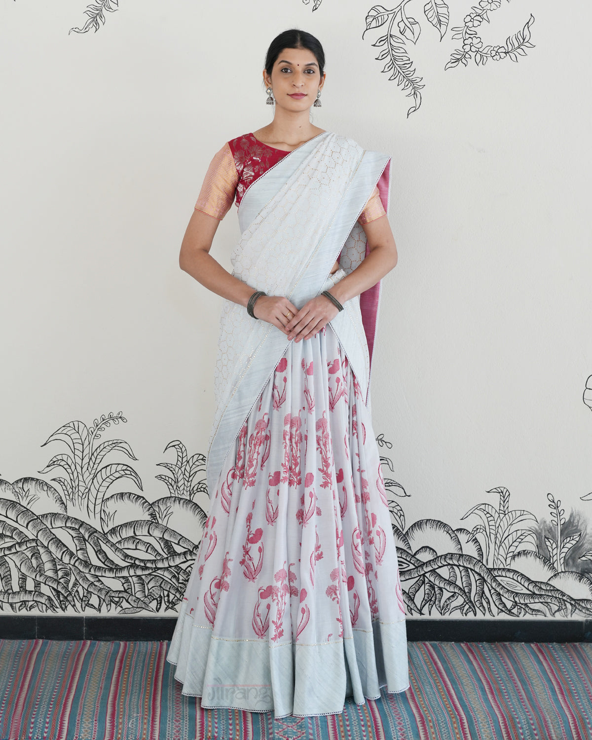Blue Handwoven Chanderi Silk Lehenga