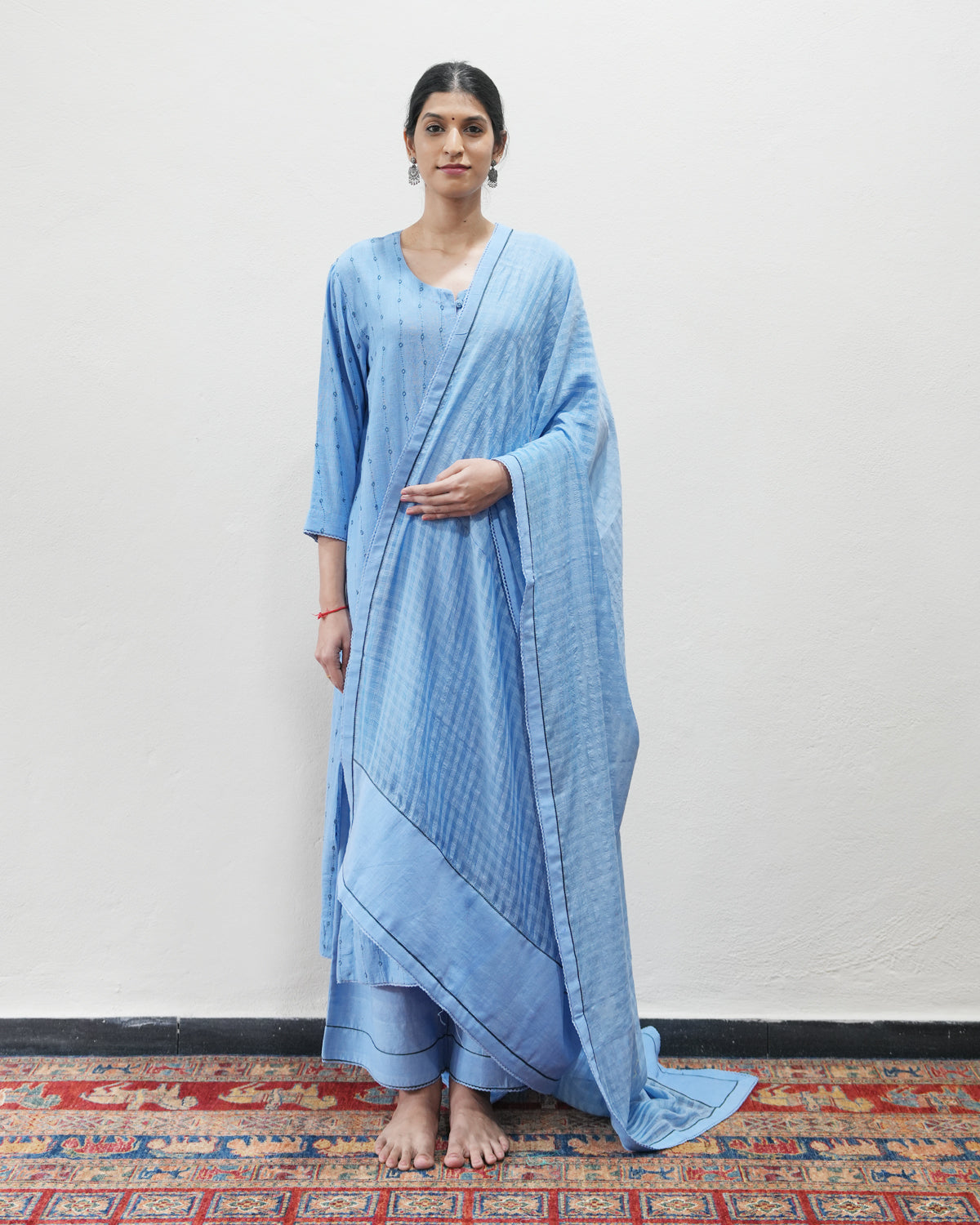 Blue Handwoven Khadi Kurta Set