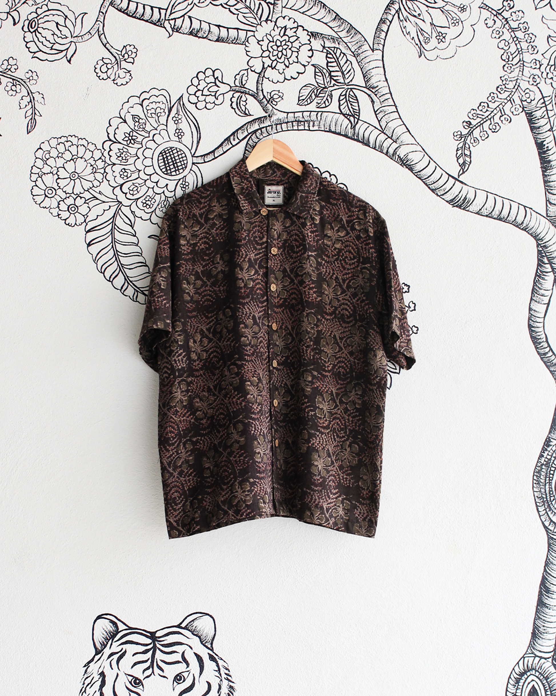 Brown Handwoven Kalamkari Khadi Shirt