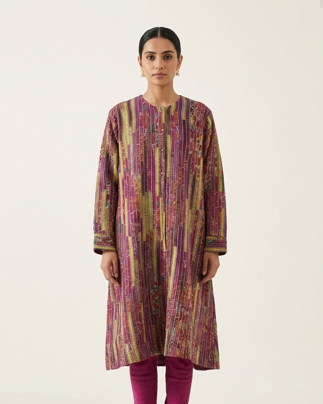 Purple Handwoven Kurta Set