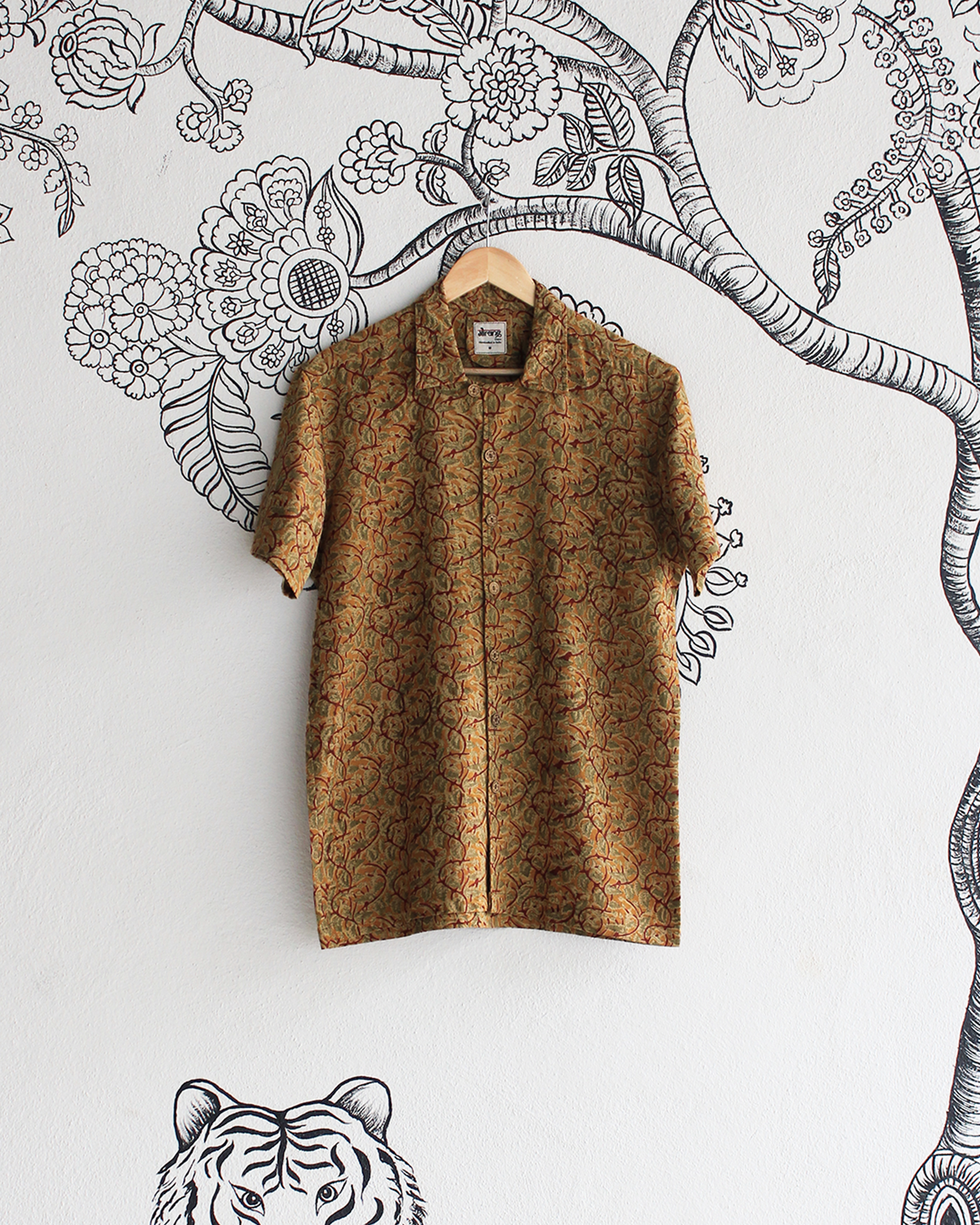 Mustard Handwoven Kalamkari Khadi Shirt