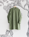 Green Handwoven Matka Silk Short Kurta