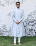Blue Handwoven Silk Sherwani