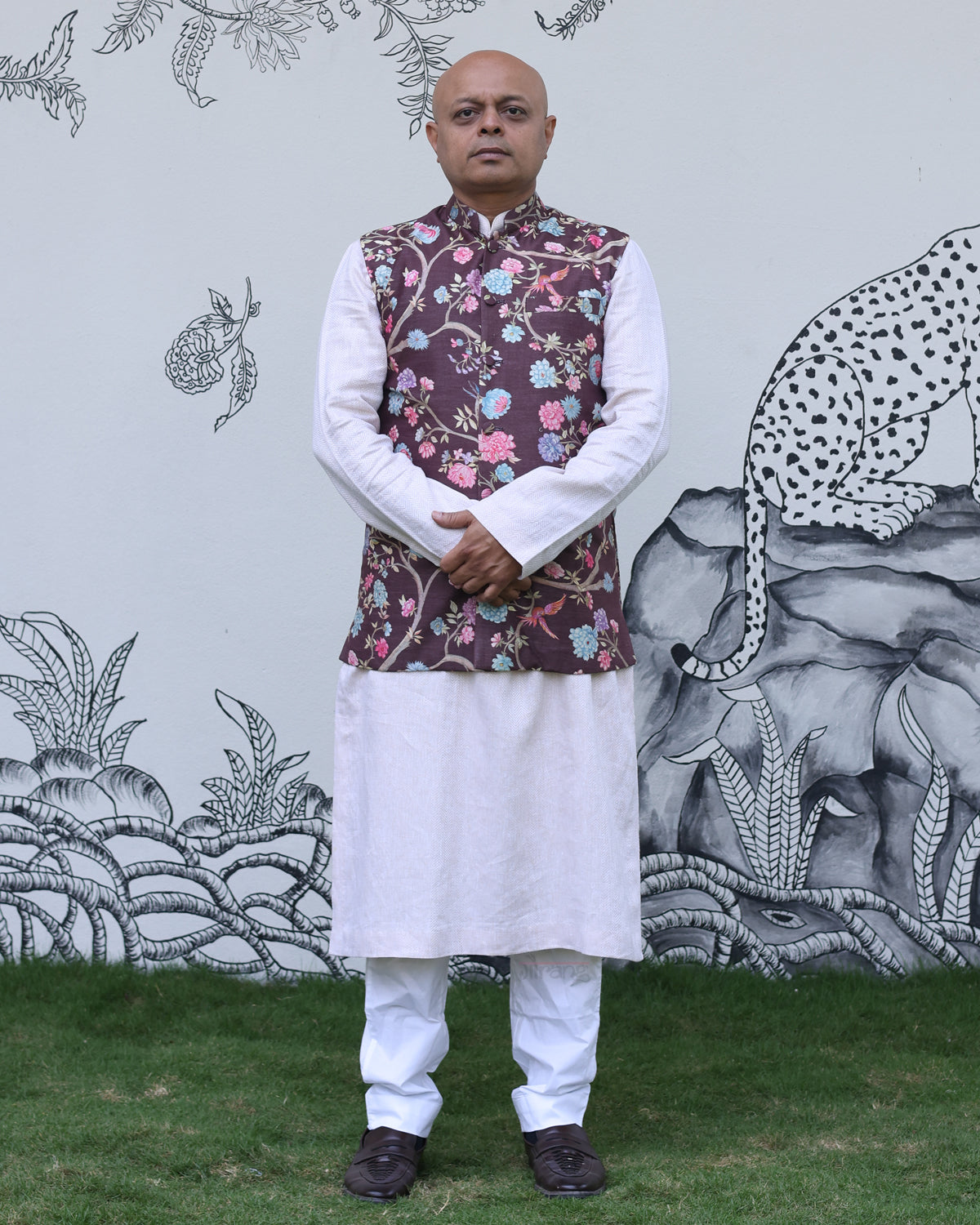 Brown Handwoven Chanderi Silk Bandi