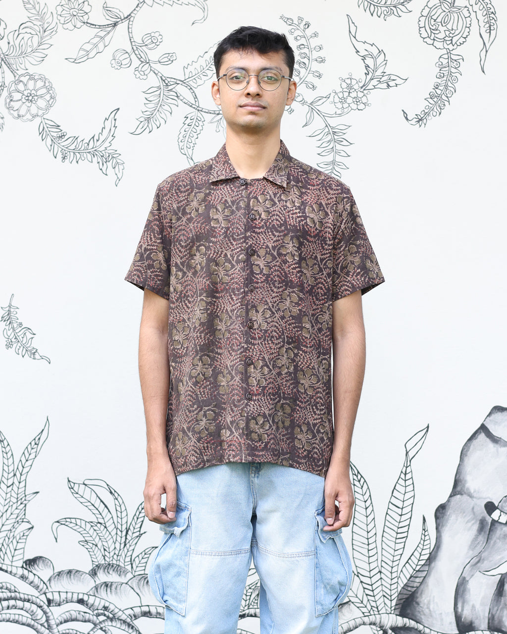 Brown Handwoven Kalamkari Khadi Shirt