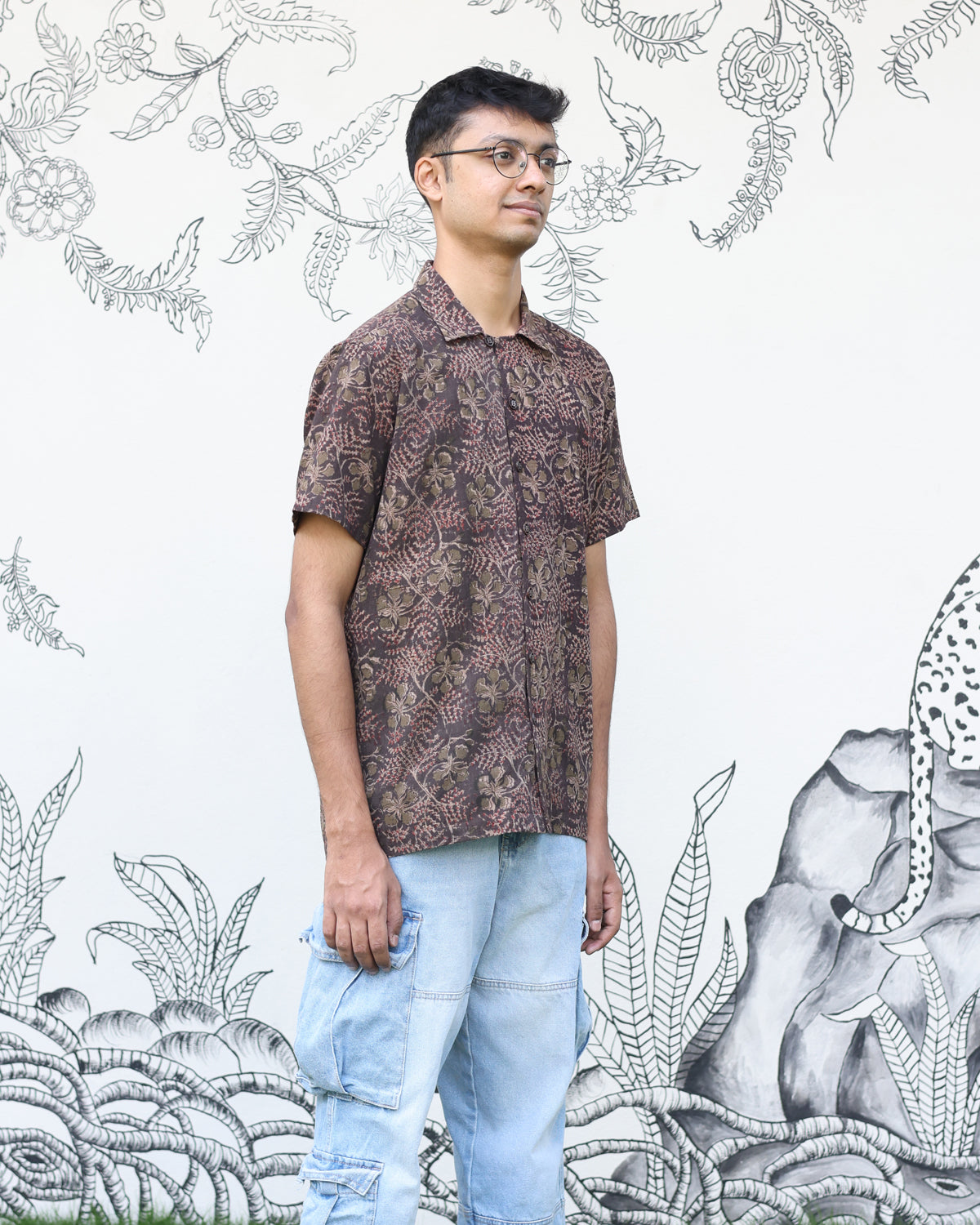 Brown Handwoven Kalamkari Khadi Shirt