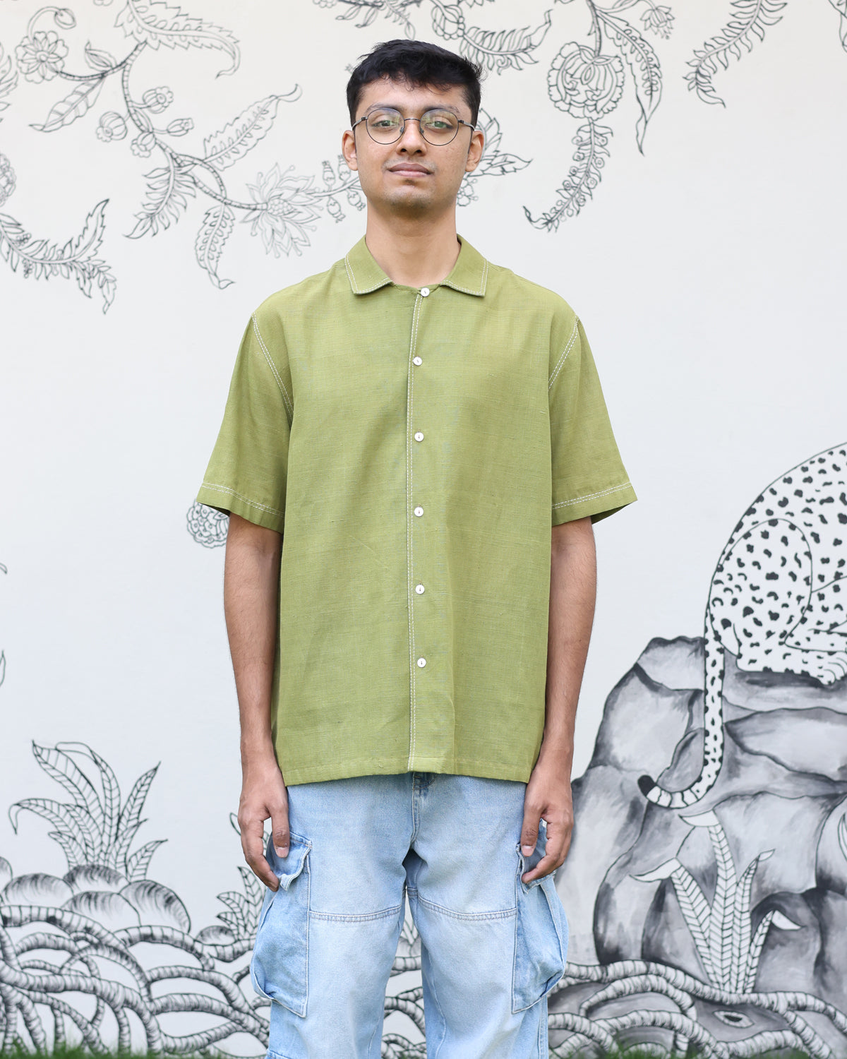 Green Handwoven Khadi Shirt