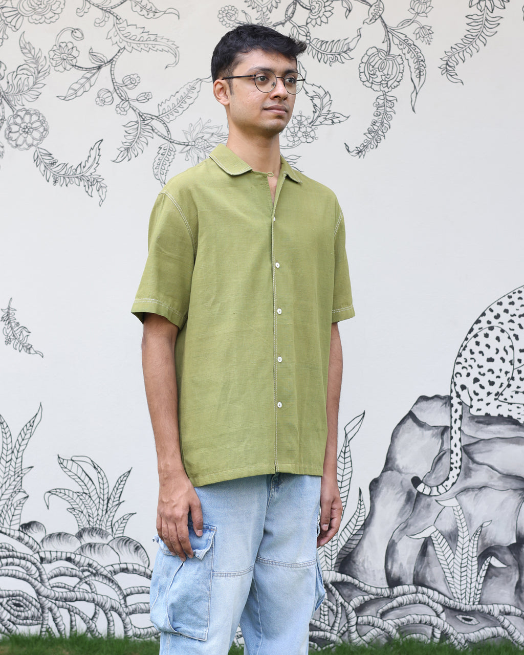 Green Handwoven Khadi Shirt