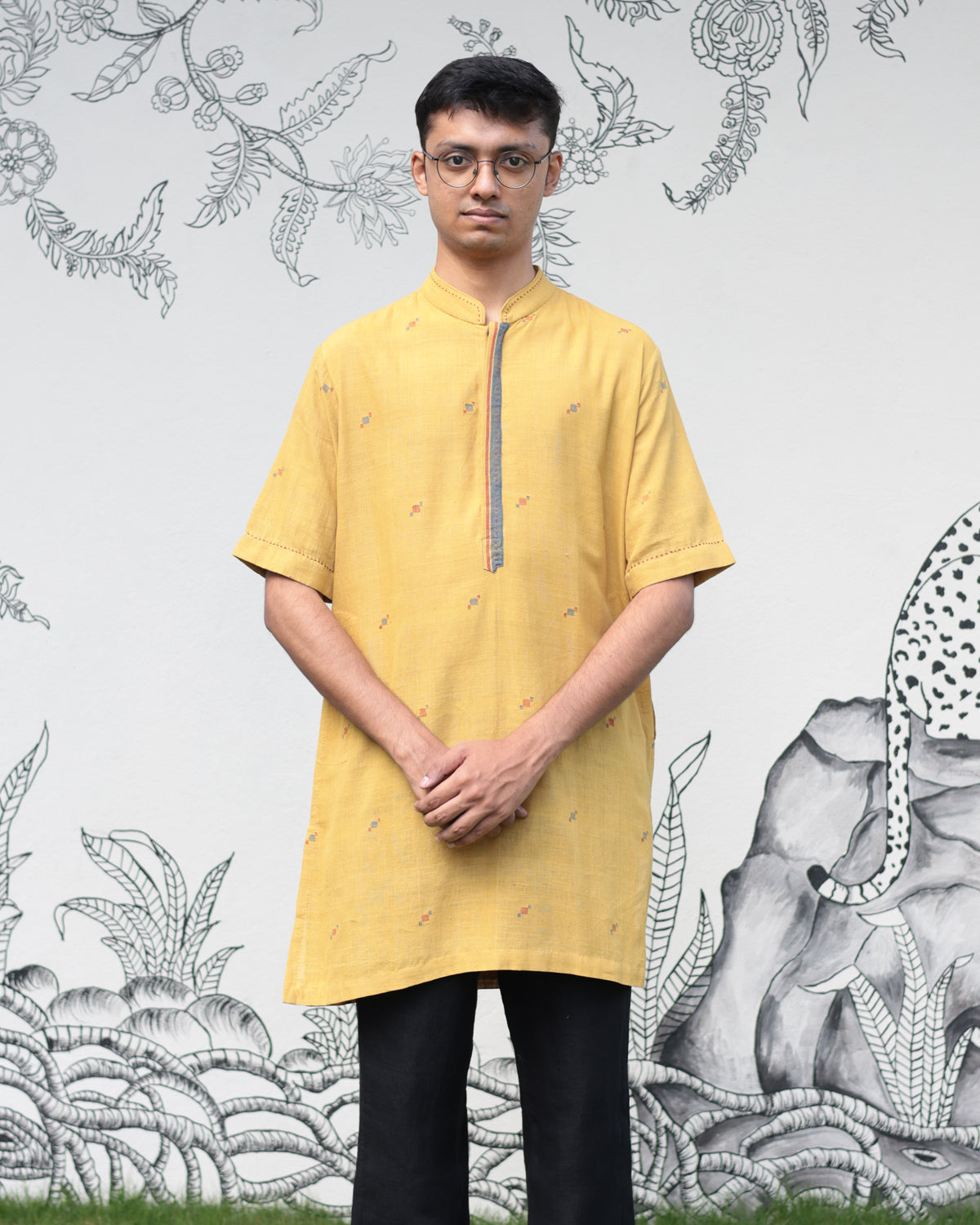 Yellow Handwoven Khadi Short Kurta