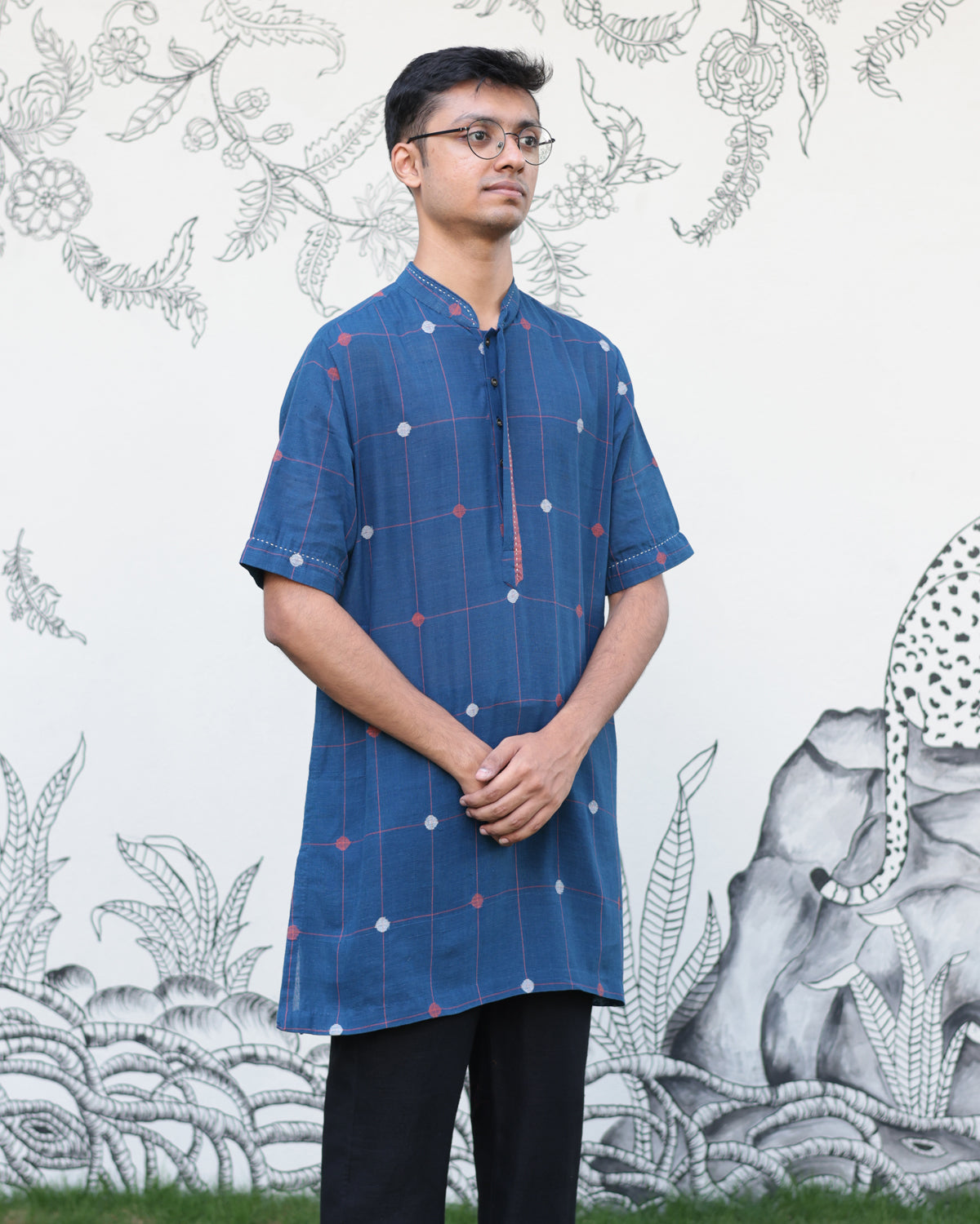 Indigo Handwoven Khadi Short Kurta