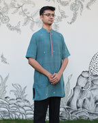 Dull Turquoise Handwoven Khadi Short Kurta