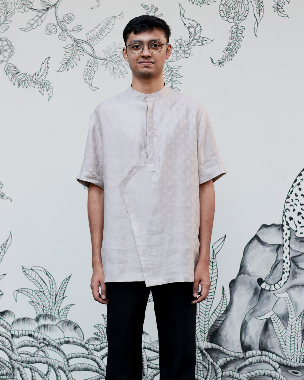Silver Handwoven Linen Shirt