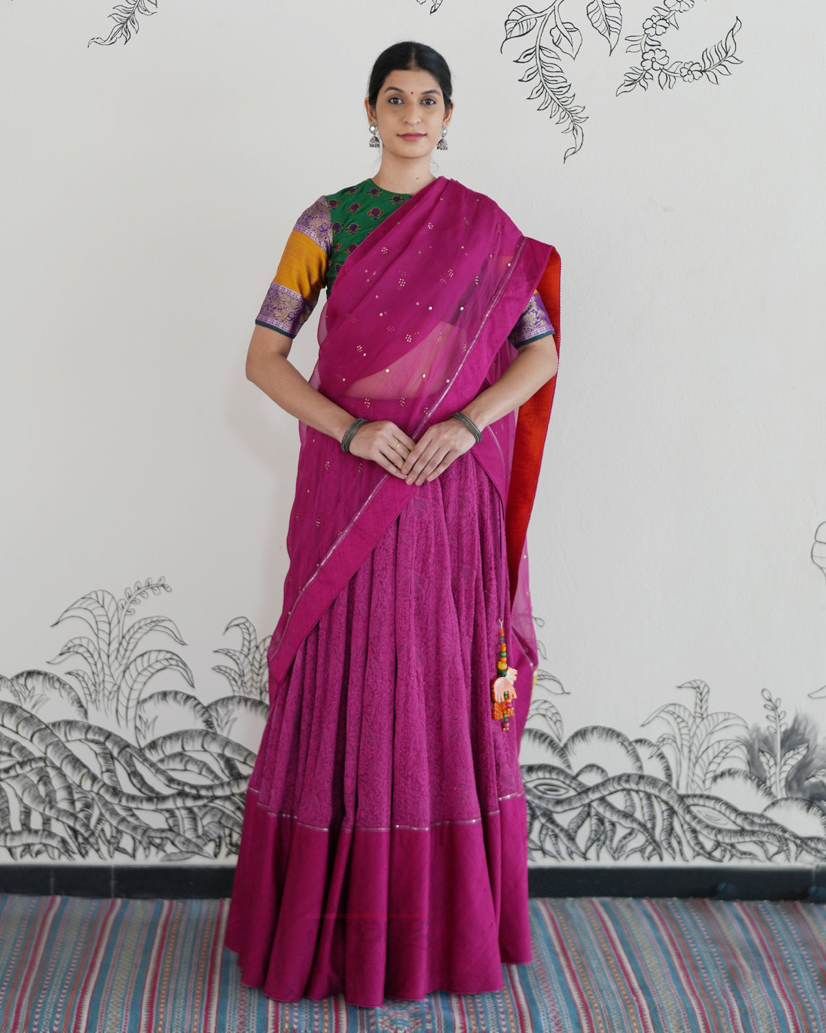 Pink Handwoven Kota Tussar Lehenga