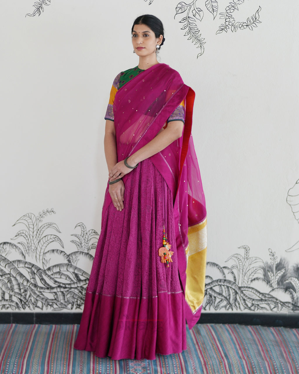 Pink Handwoven Kota Tussar Lehenga