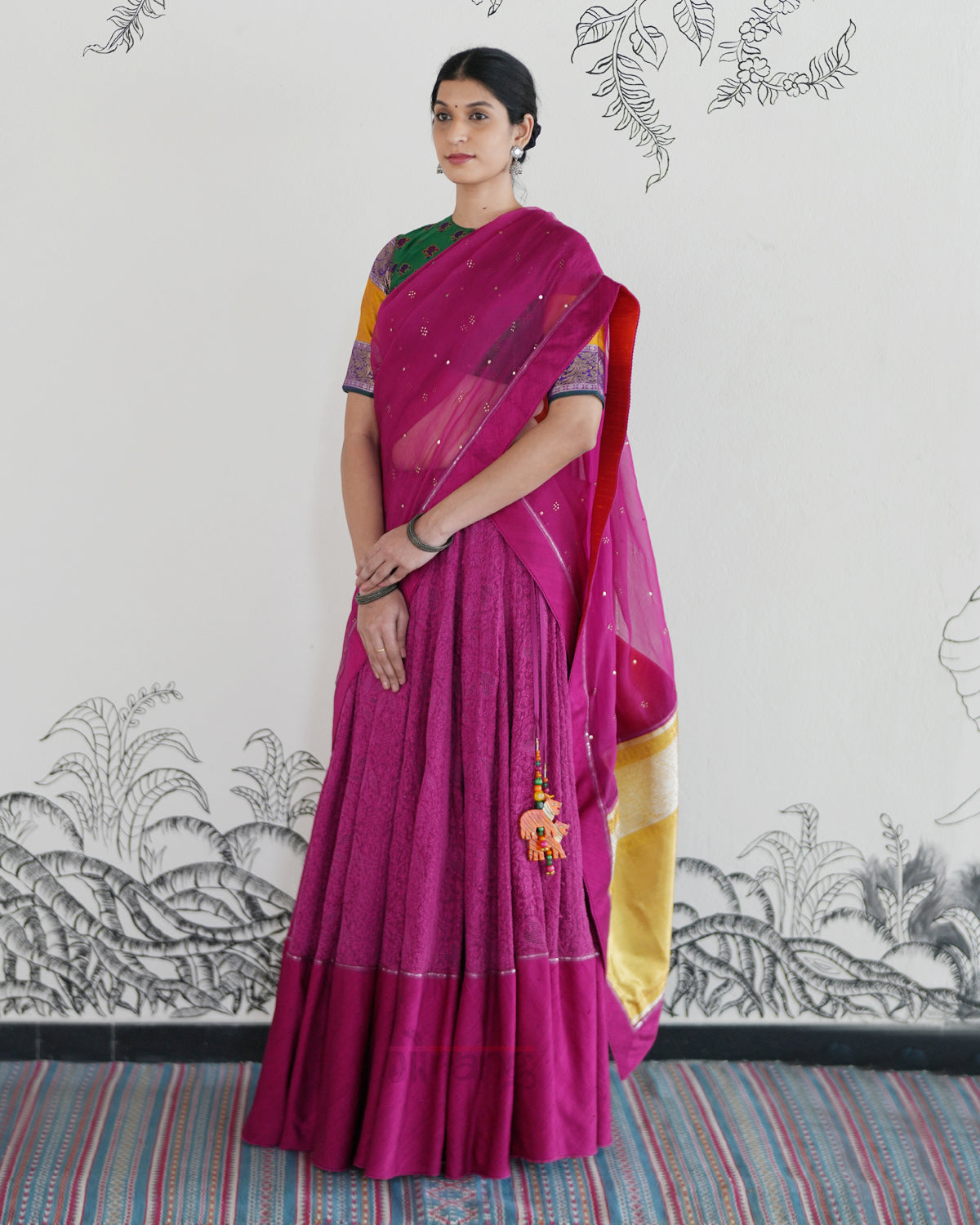 Pink Handwoven Kota Tussar Lehenga