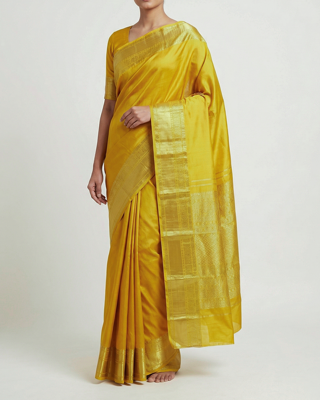 Yellow Handwoven Kanjeevaram Silk Saree