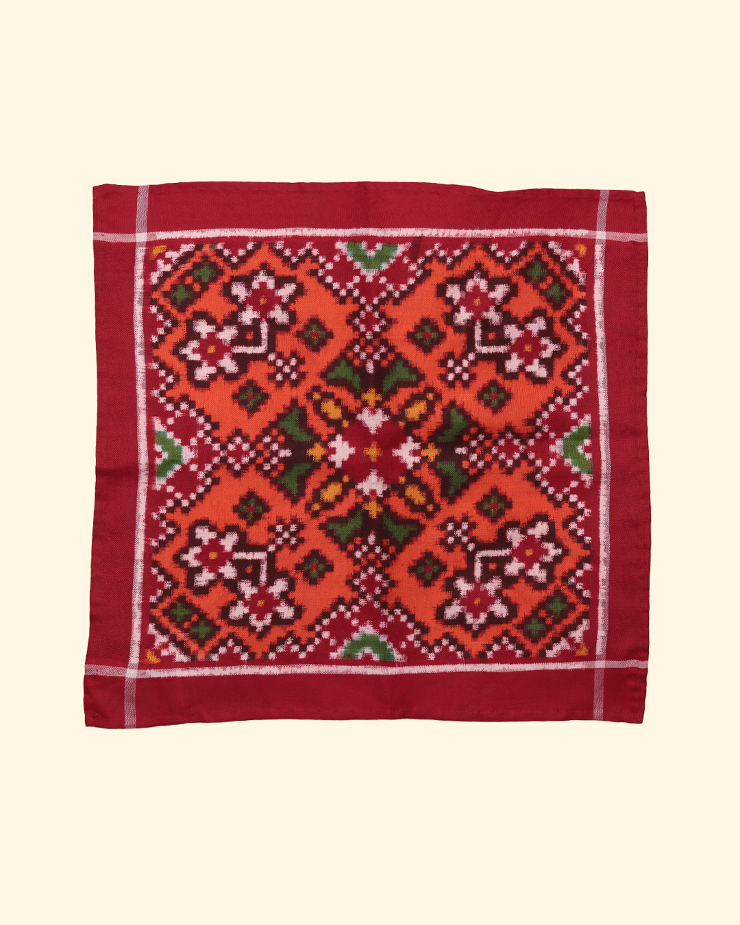 Red Handwoven Patan Patola Pocket Square