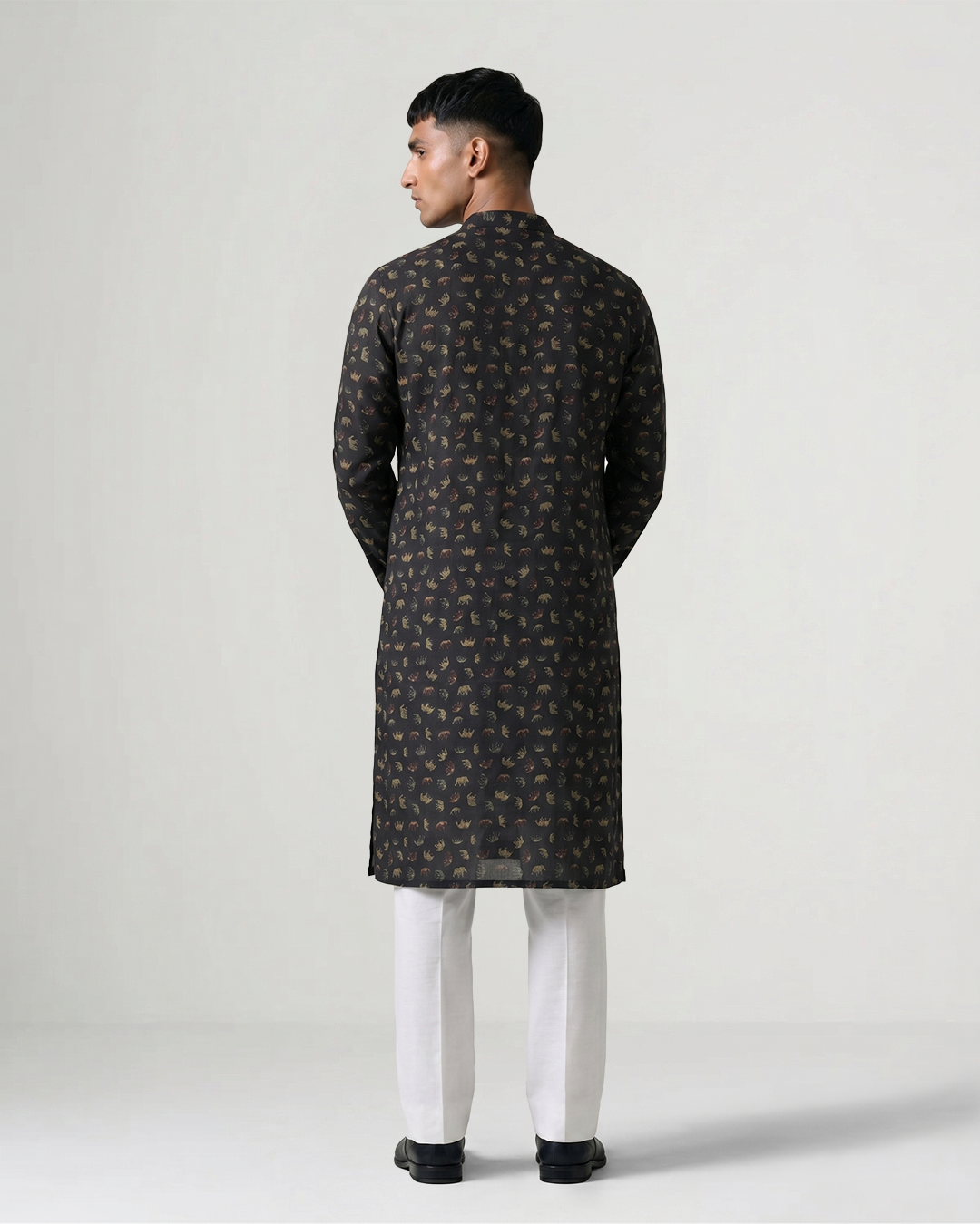 Black Silk Hand Block Printed Kurta