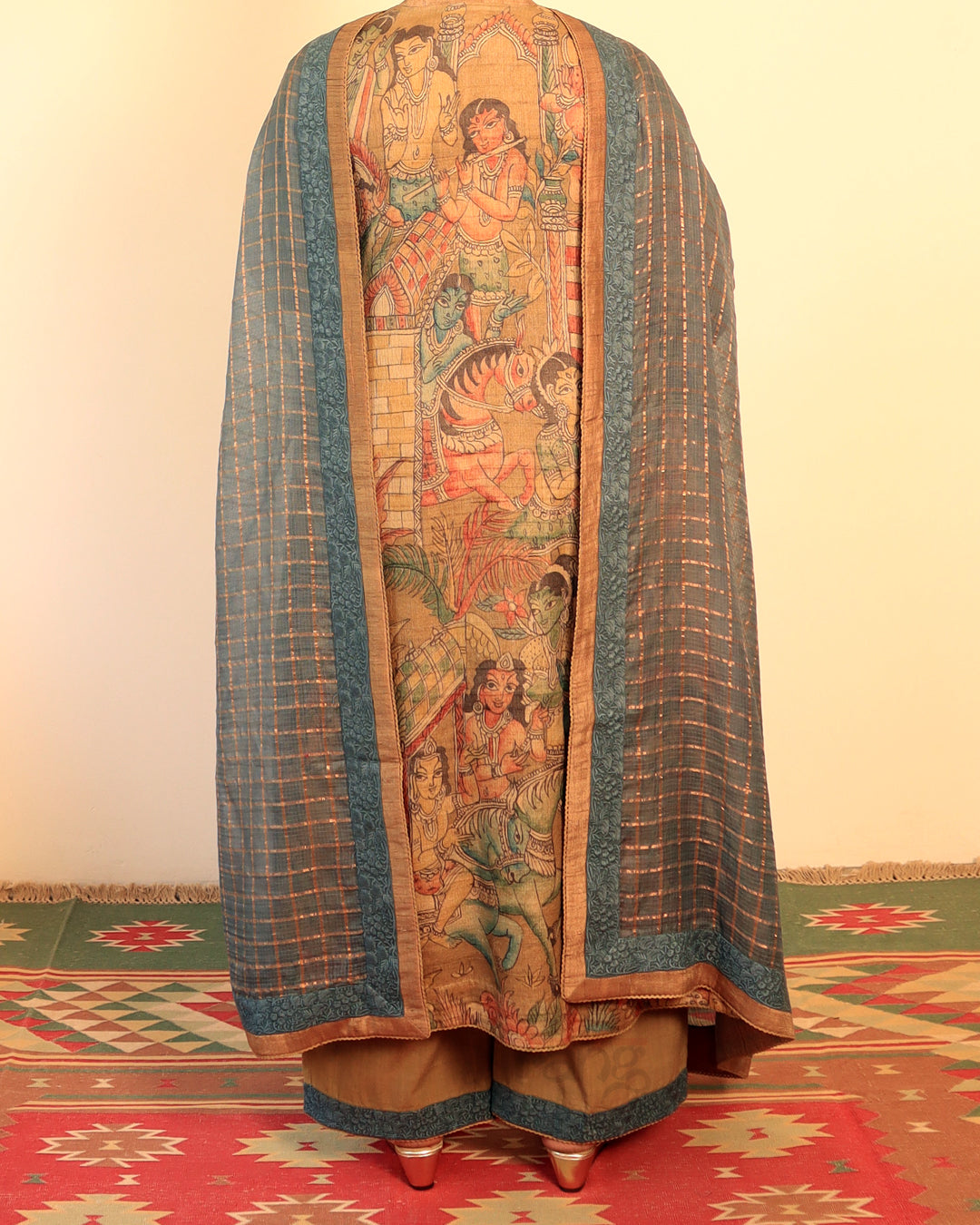 Brown Hand Painted Kurta Set