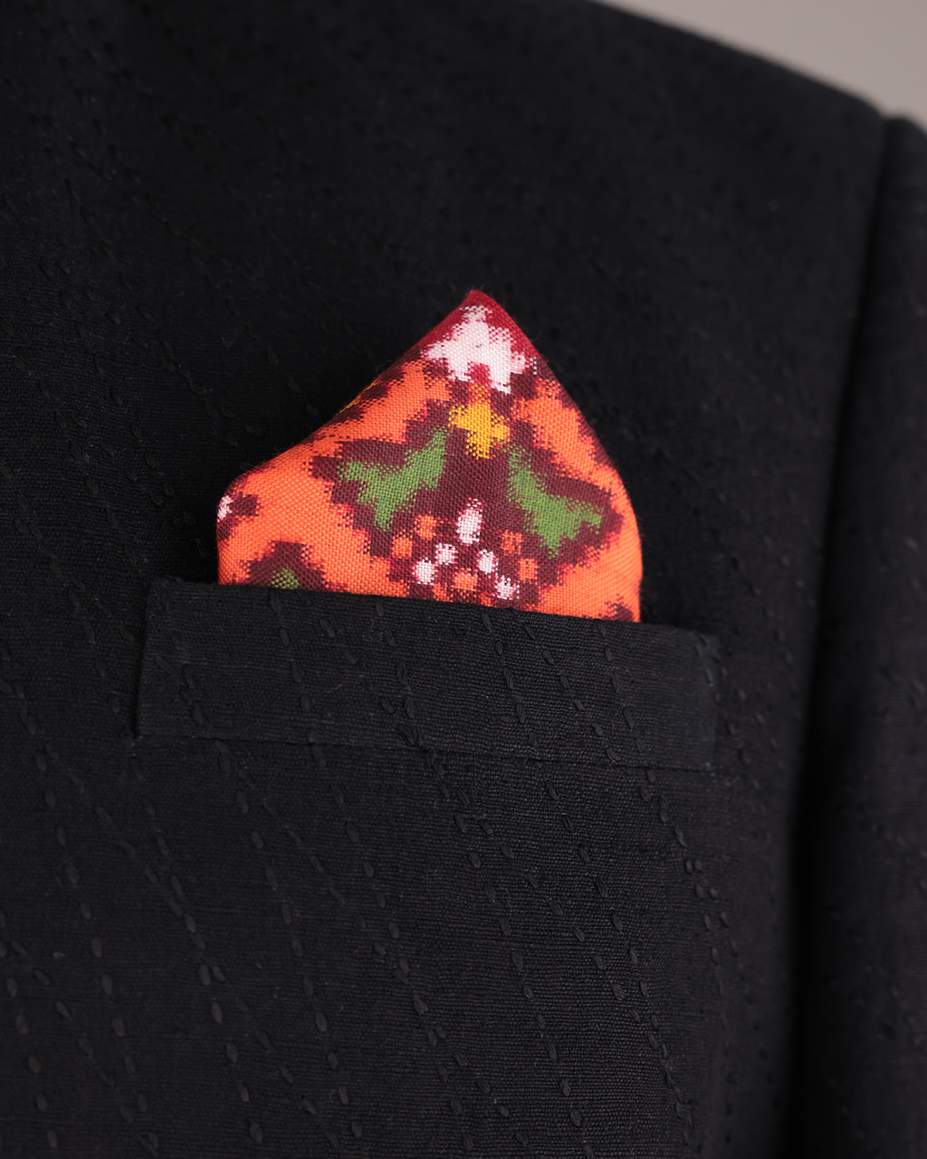 Red Handwoven Patan Patola Pocket Square
