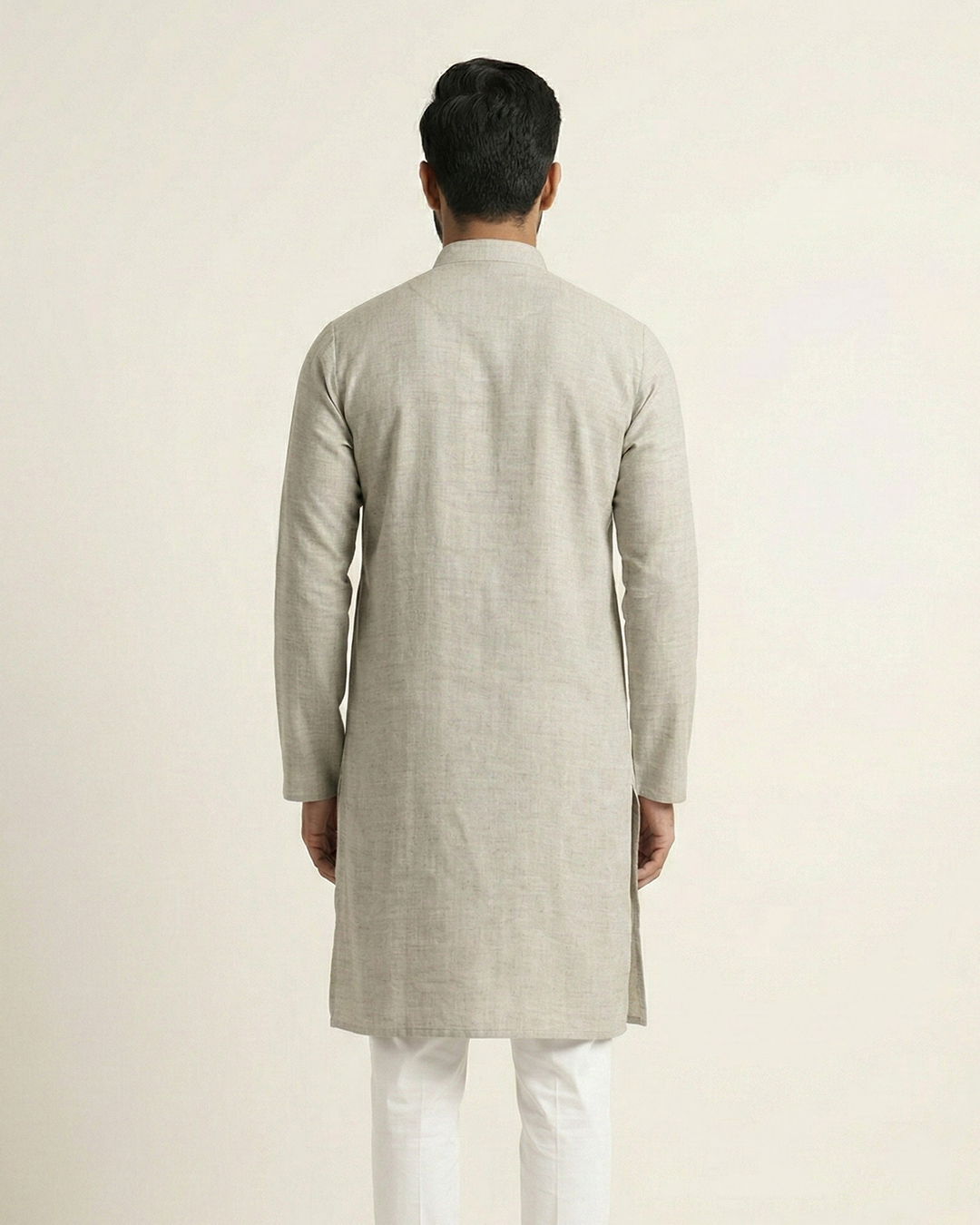 Grey Handwoven Matka Silk Kurta