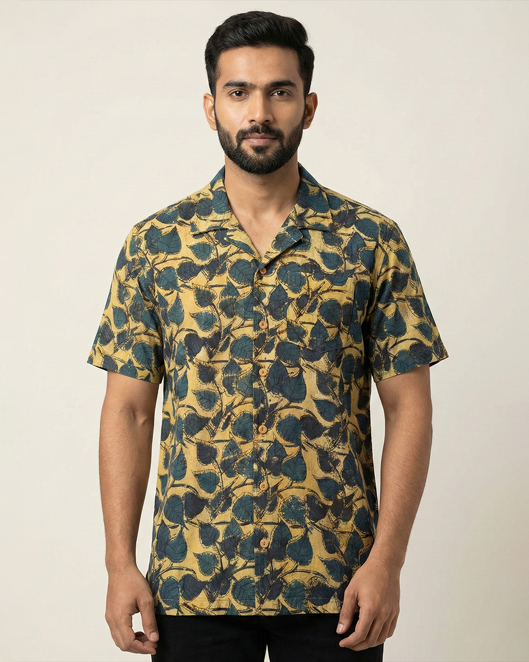 Beige Handwoven Kalamkari Khadi Shirt