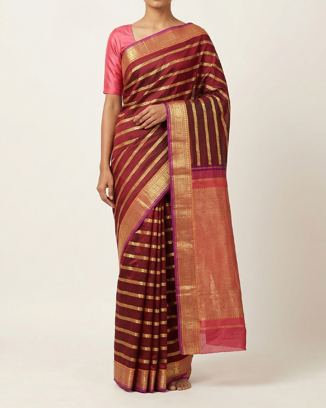 Maroon Handwoven Kanjeevaram Silk Saree