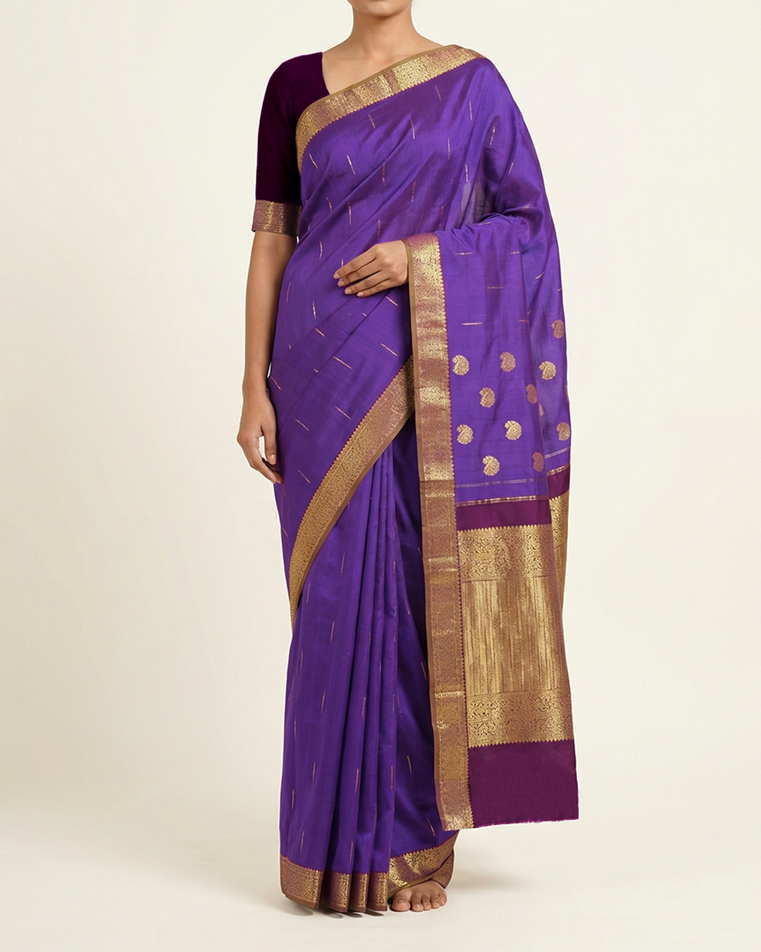 Purple Handwoven Kanjeevaram Silk Saree