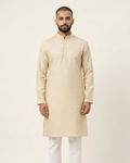 Beige Handwoven Matka Silk Kurta