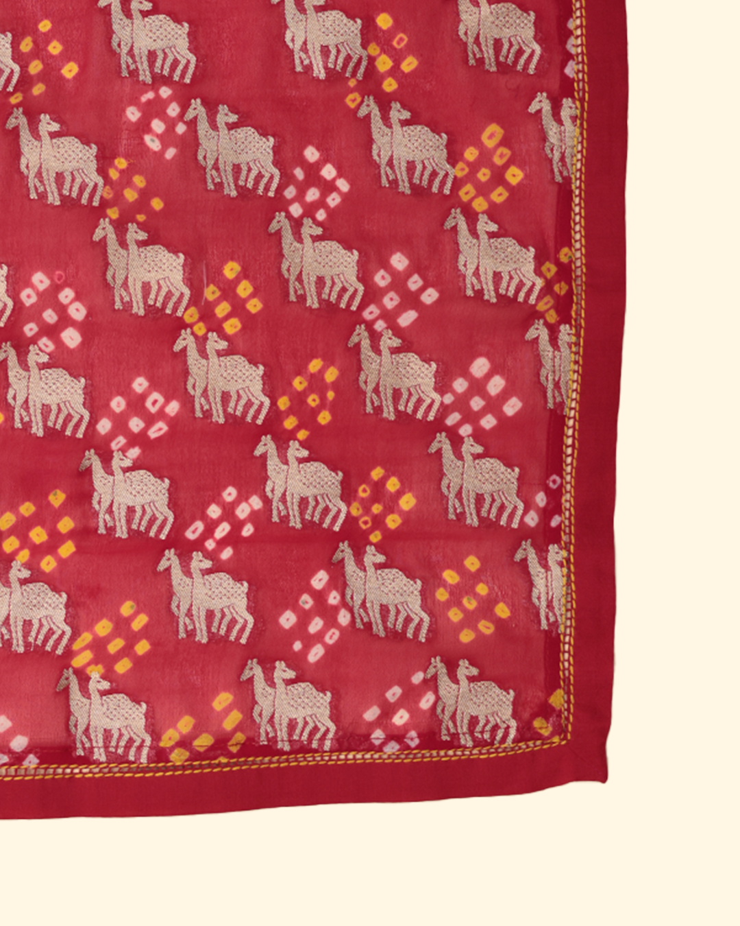 Red Handwoven Bandhani Silk Pocket Square