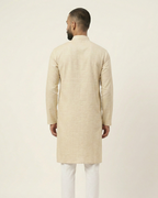 Beige Handwoven Matka Silk Kurta