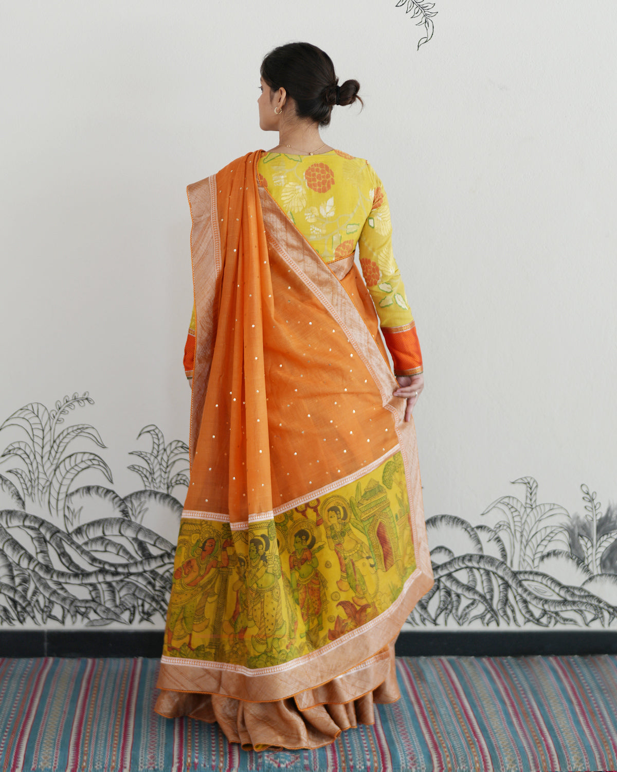 Purple Handwoven Tussar Tissue Lehenga