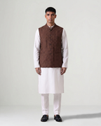 Brown Handwoven Silk Basket Weave Bandi