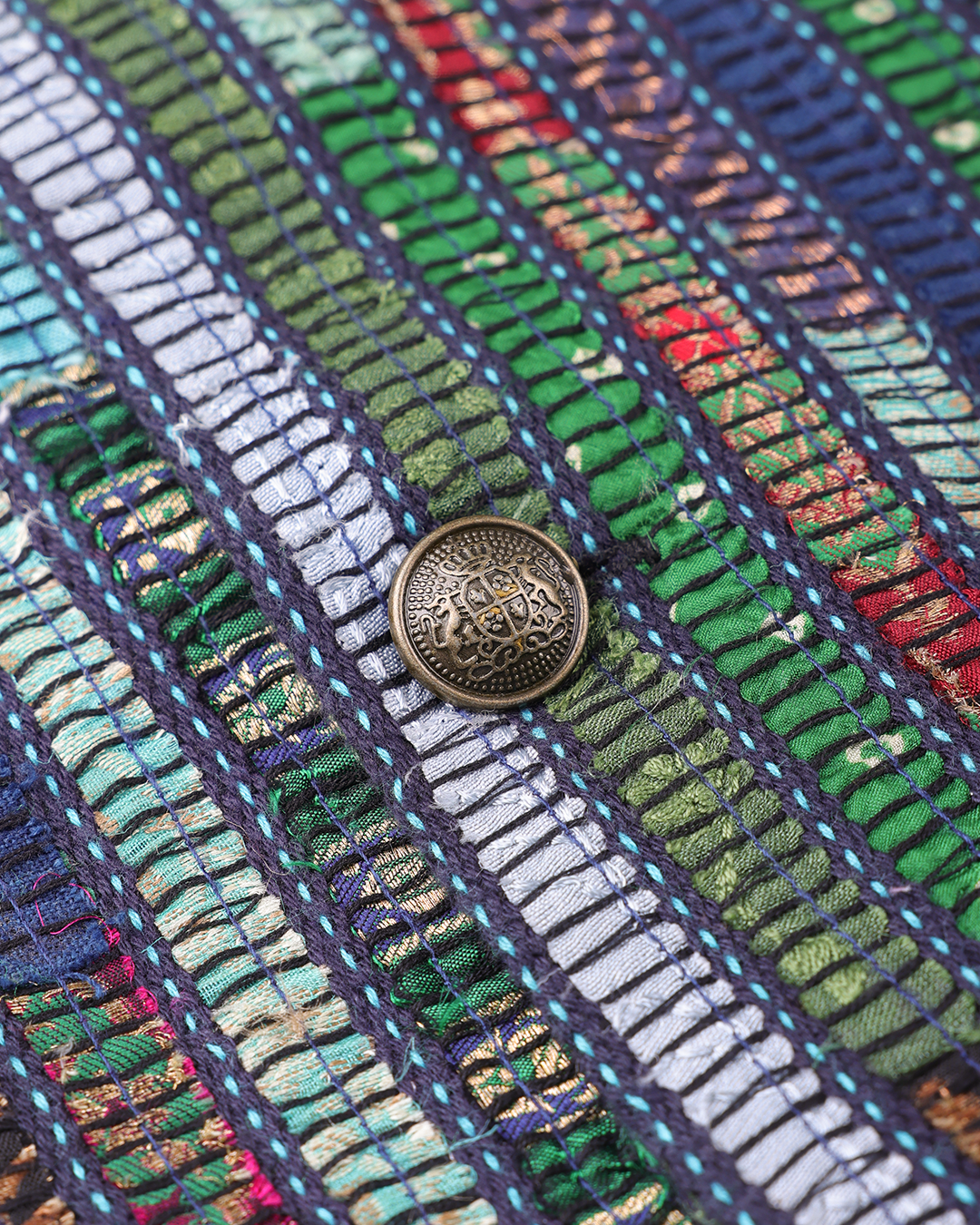 Gaurang Men × Paiwand Multi-Weave Bandhgala - Blue