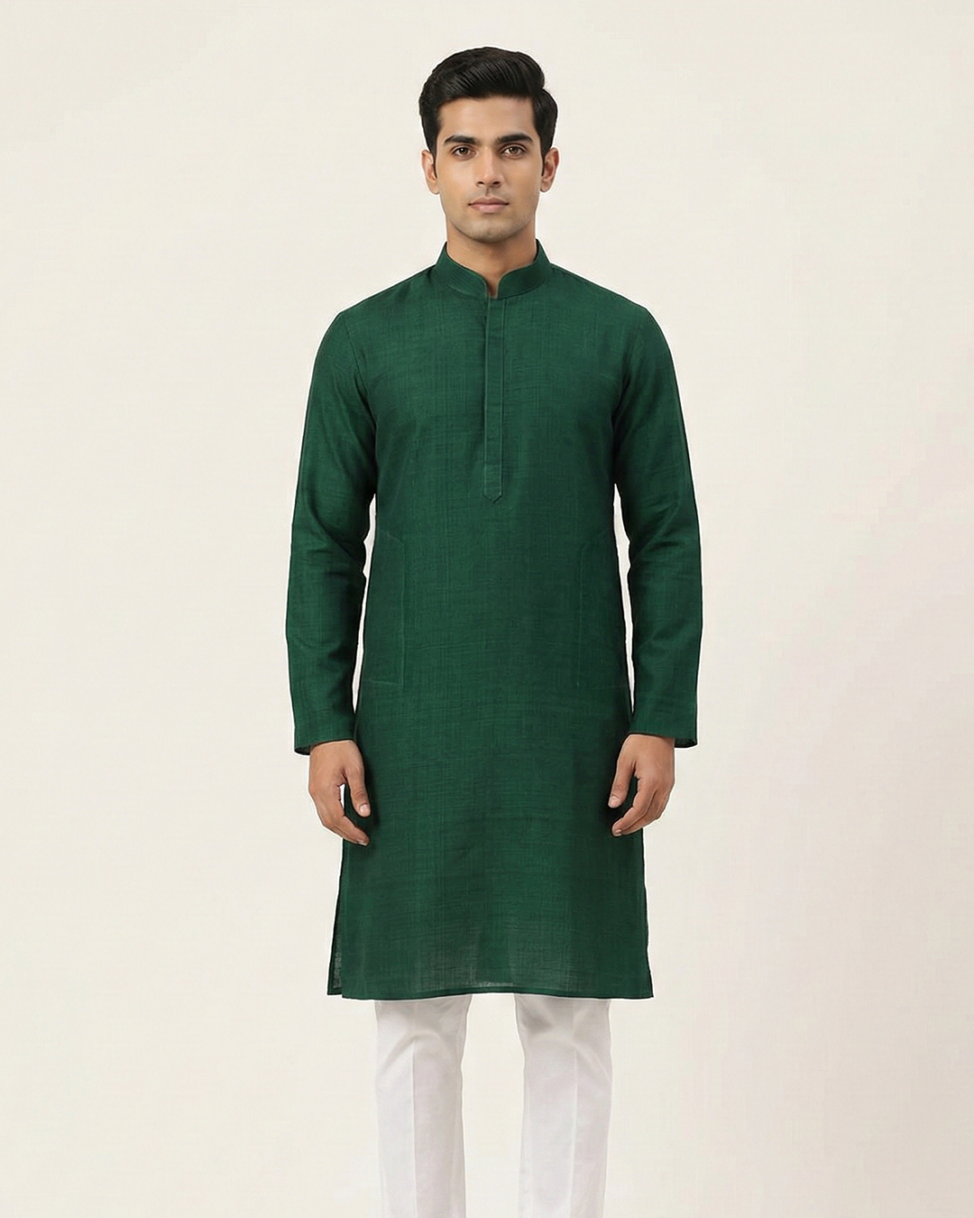 Green Handwoven Matka Silk Kurta