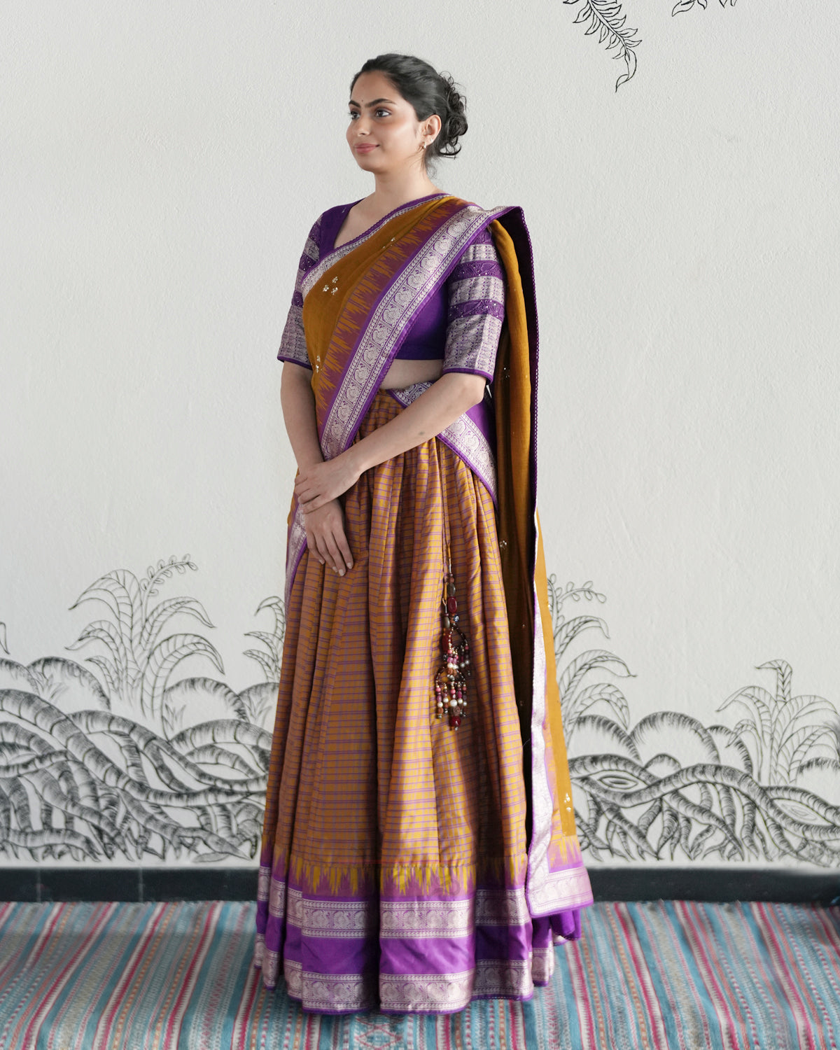 Mustard Handwoven Kanjeevaram Silk Lehenga