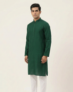 Green Handwoven Matka Silk Kurta