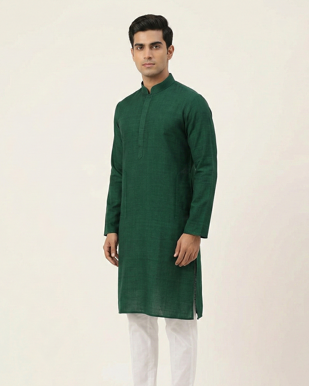 Green Handwoven Matka Silk Kurta