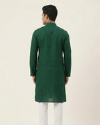 Green Handwoven Matka Silk Kurta