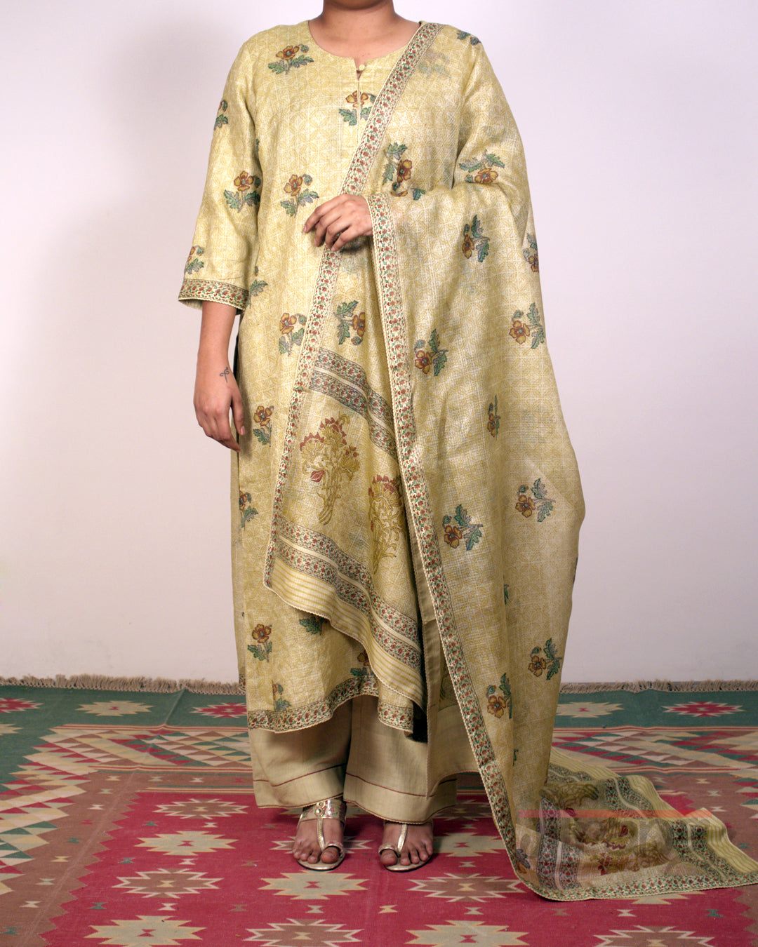 Yellow Printed Kurta Set