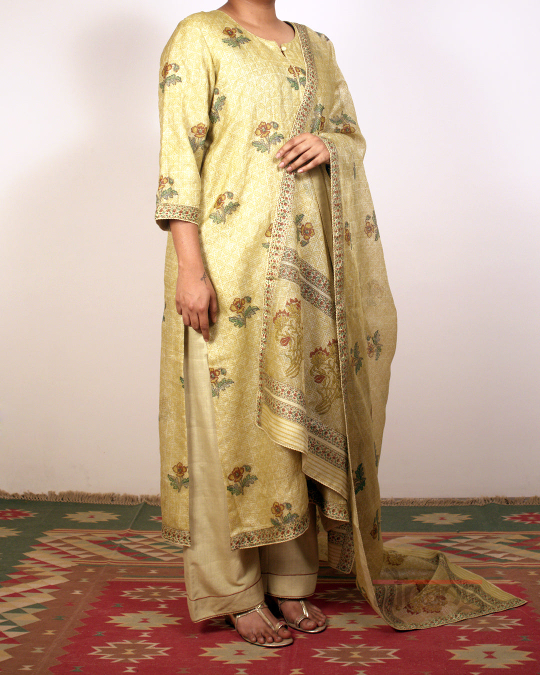 Yellow Printed Kurta Set