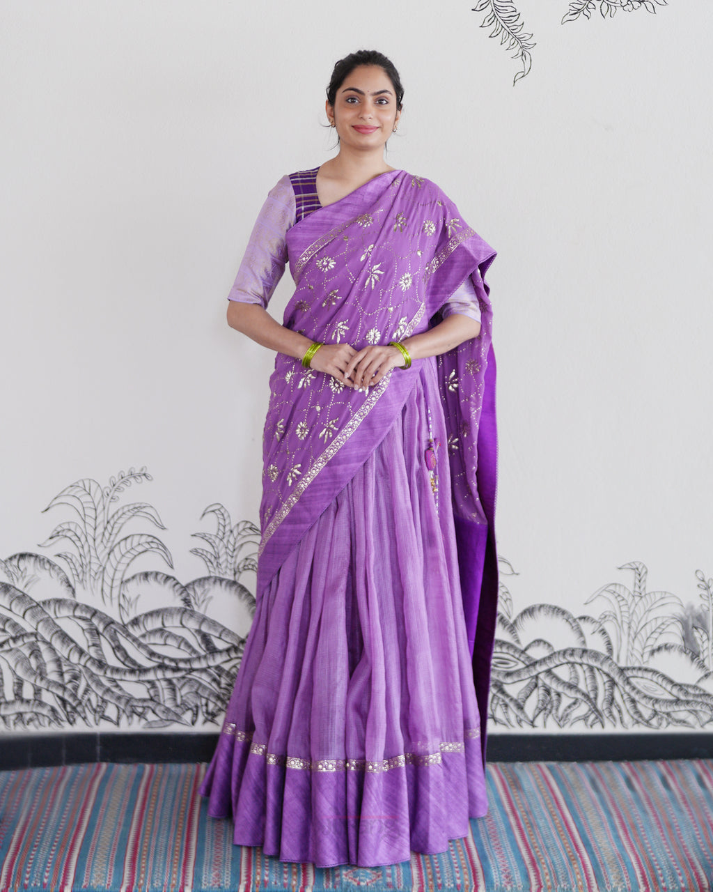 Purple Handwoven Kota Tussar Lehenga