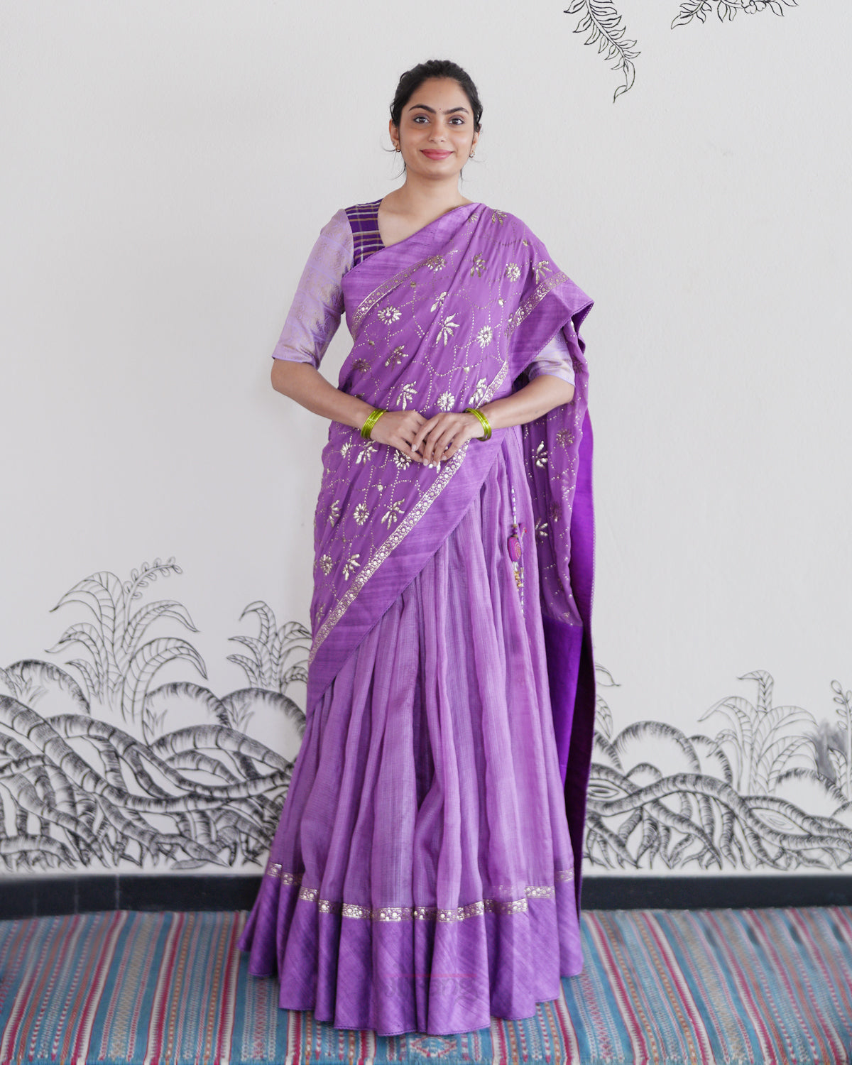 Purple Handwoven Kota Tussar Lehenga
