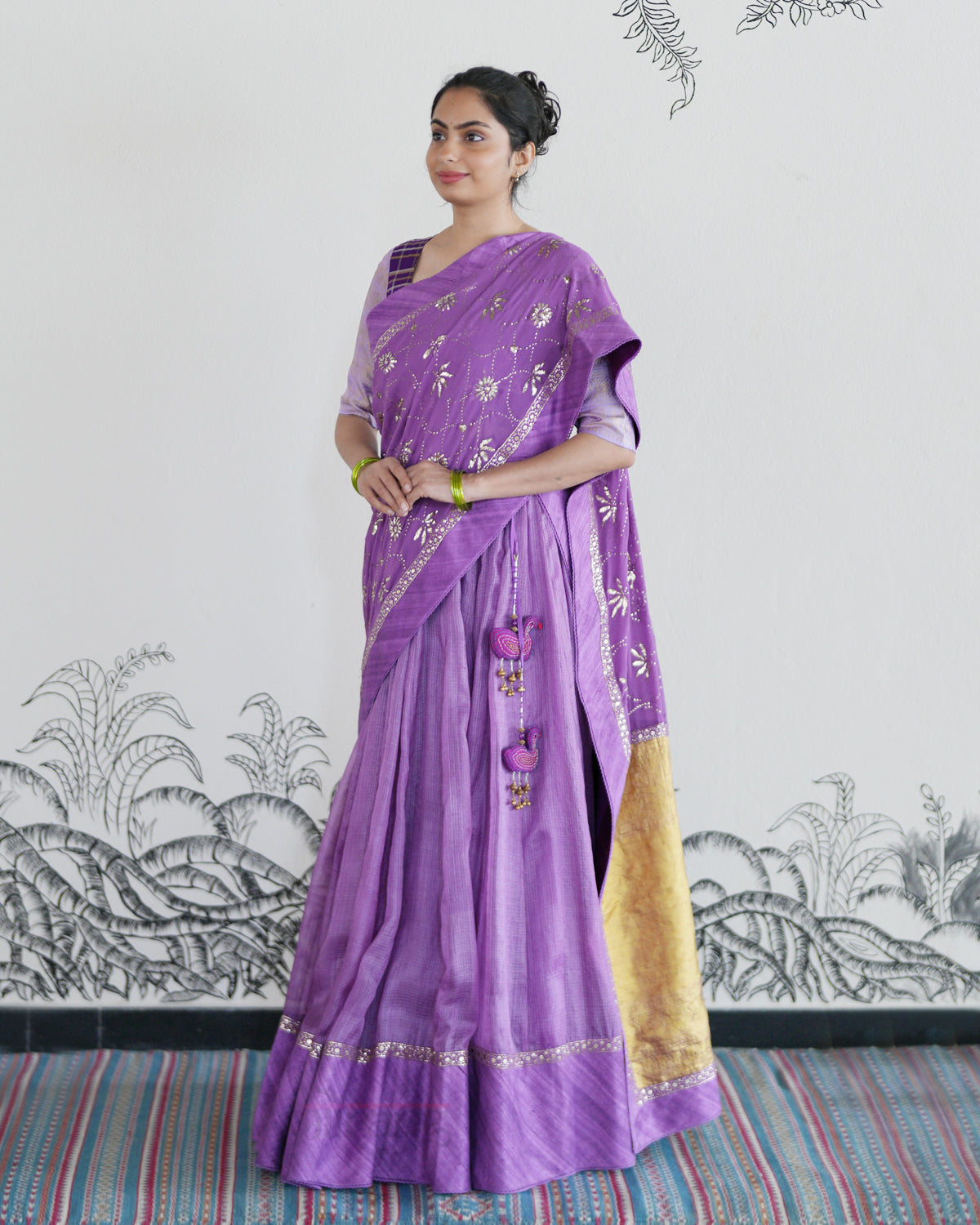 Purple Handwoven Kota Tussar Lehenga