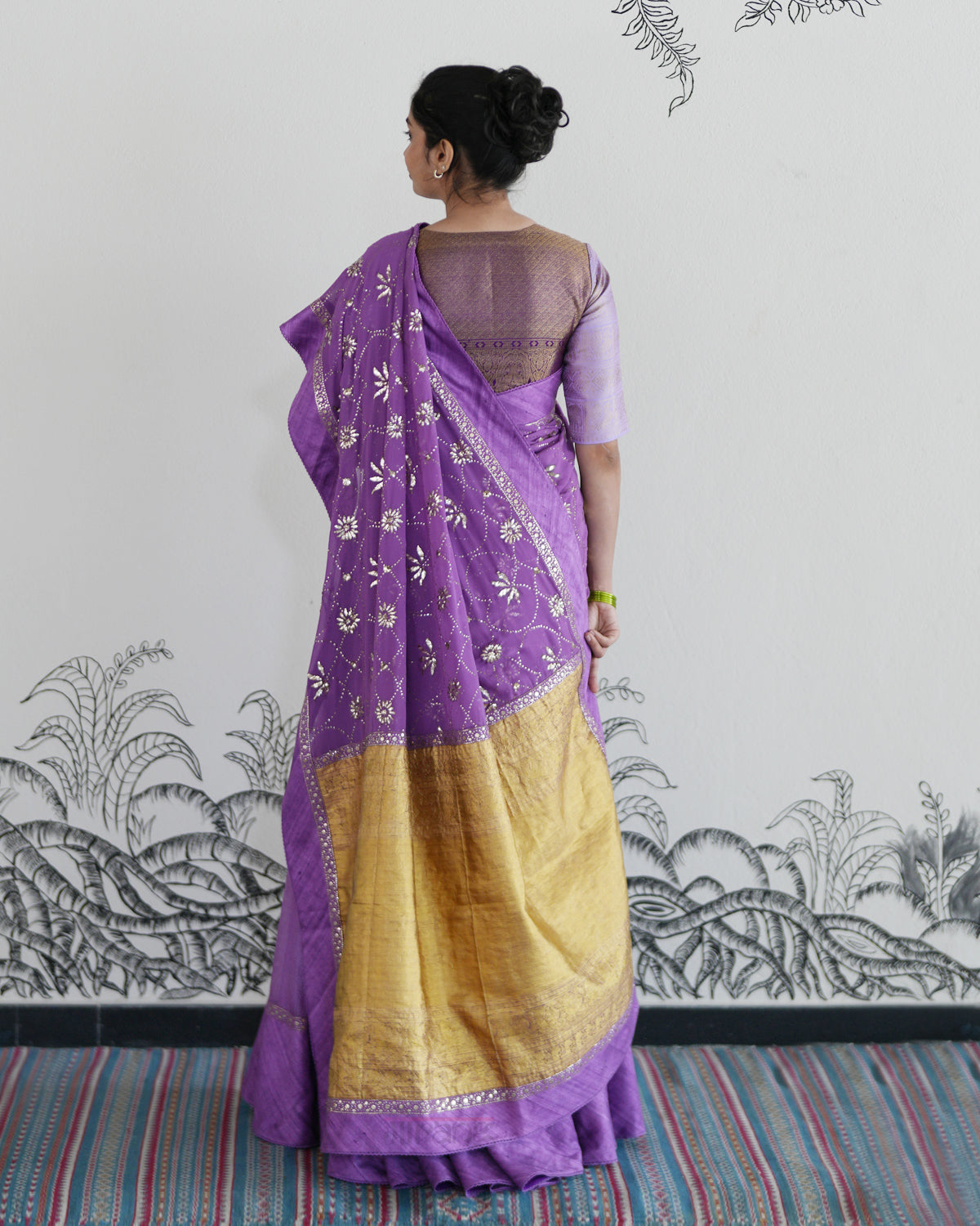 Purple Handwoven Kota Tussar Lehenga