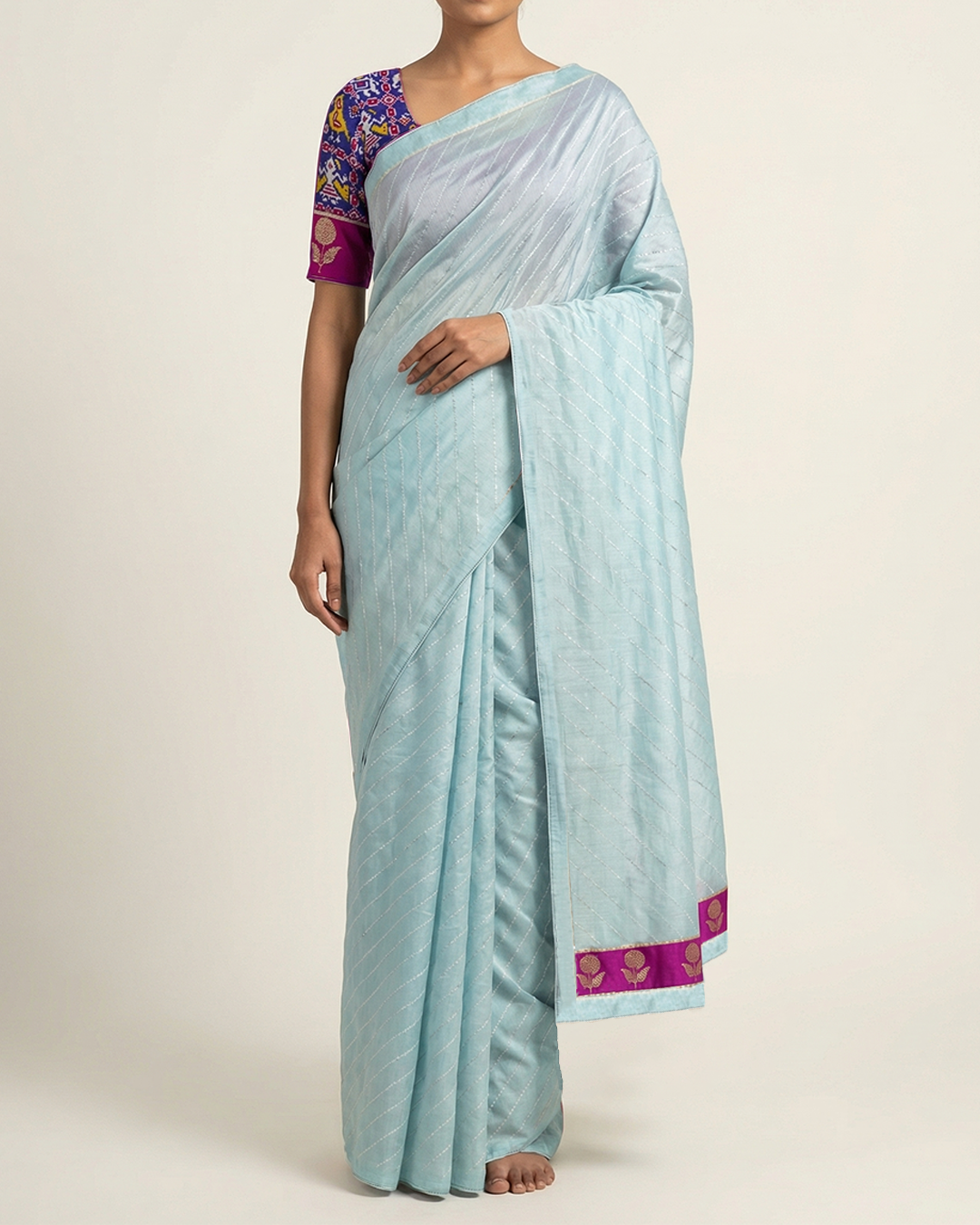 Blue Handwoven Chanderi Cotton Saree