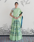 Green Handwoven Chanderi Silk Lehenga