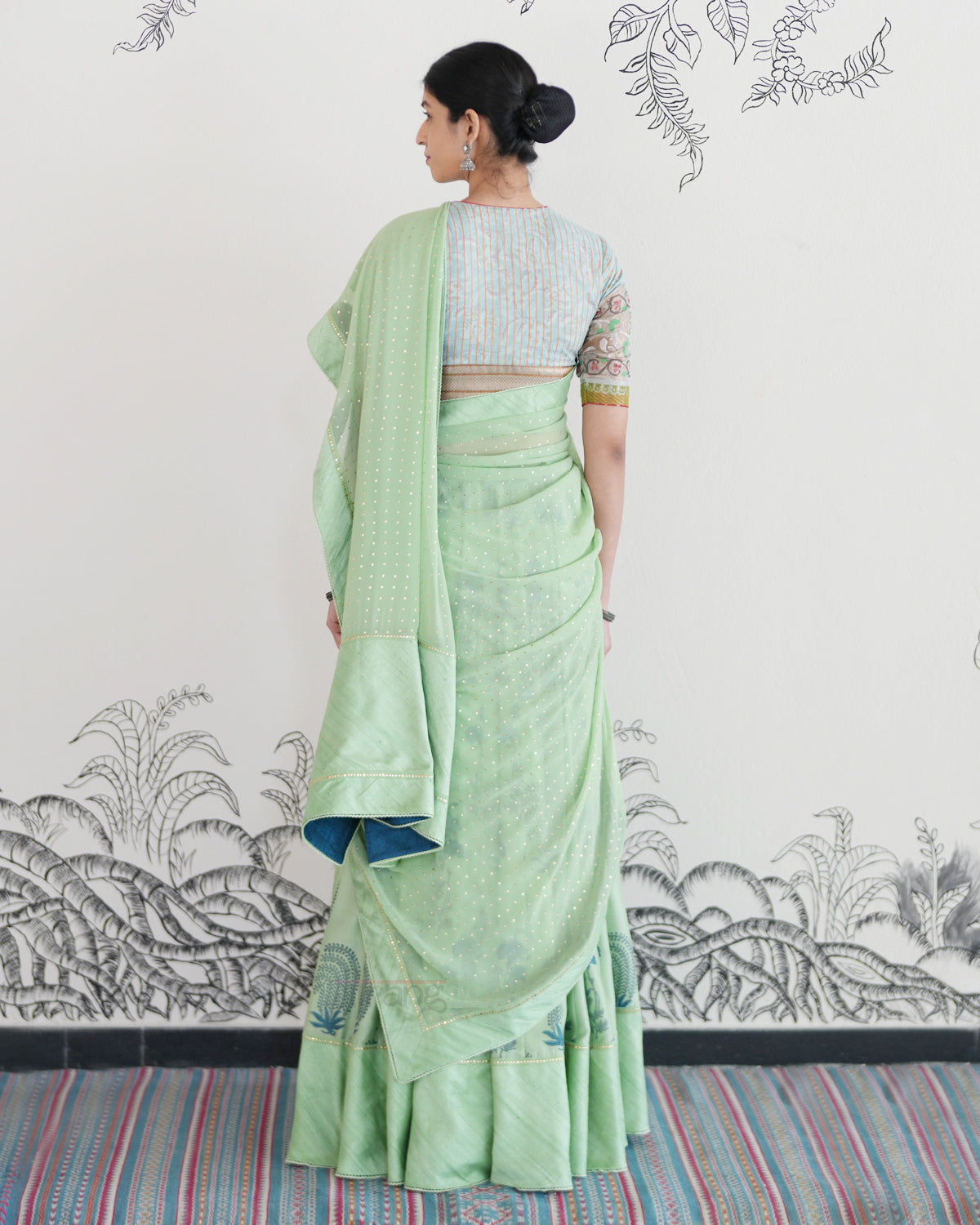 Green Handwoven Chanderi Silk Lehenga